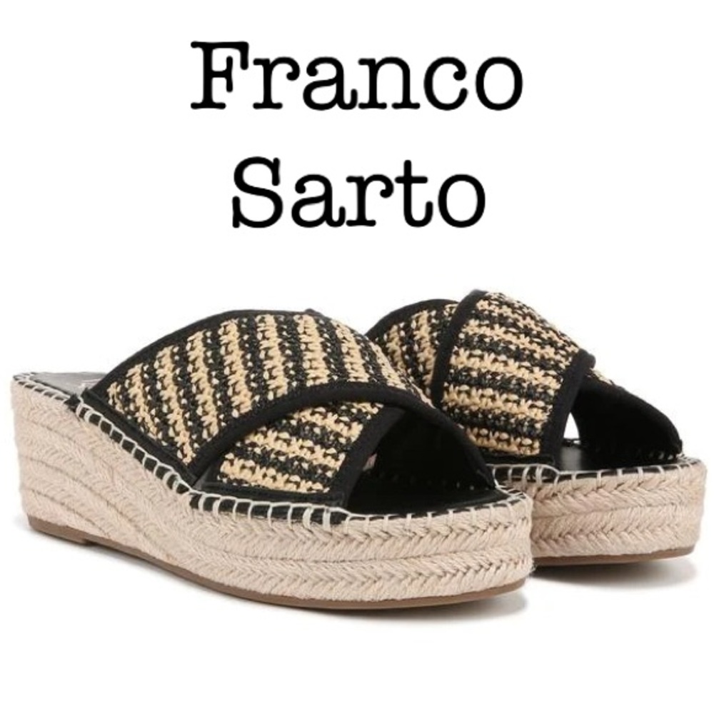 New Franco Sarto Pacifica Espadrille Platform Wedge Sandals Size 9